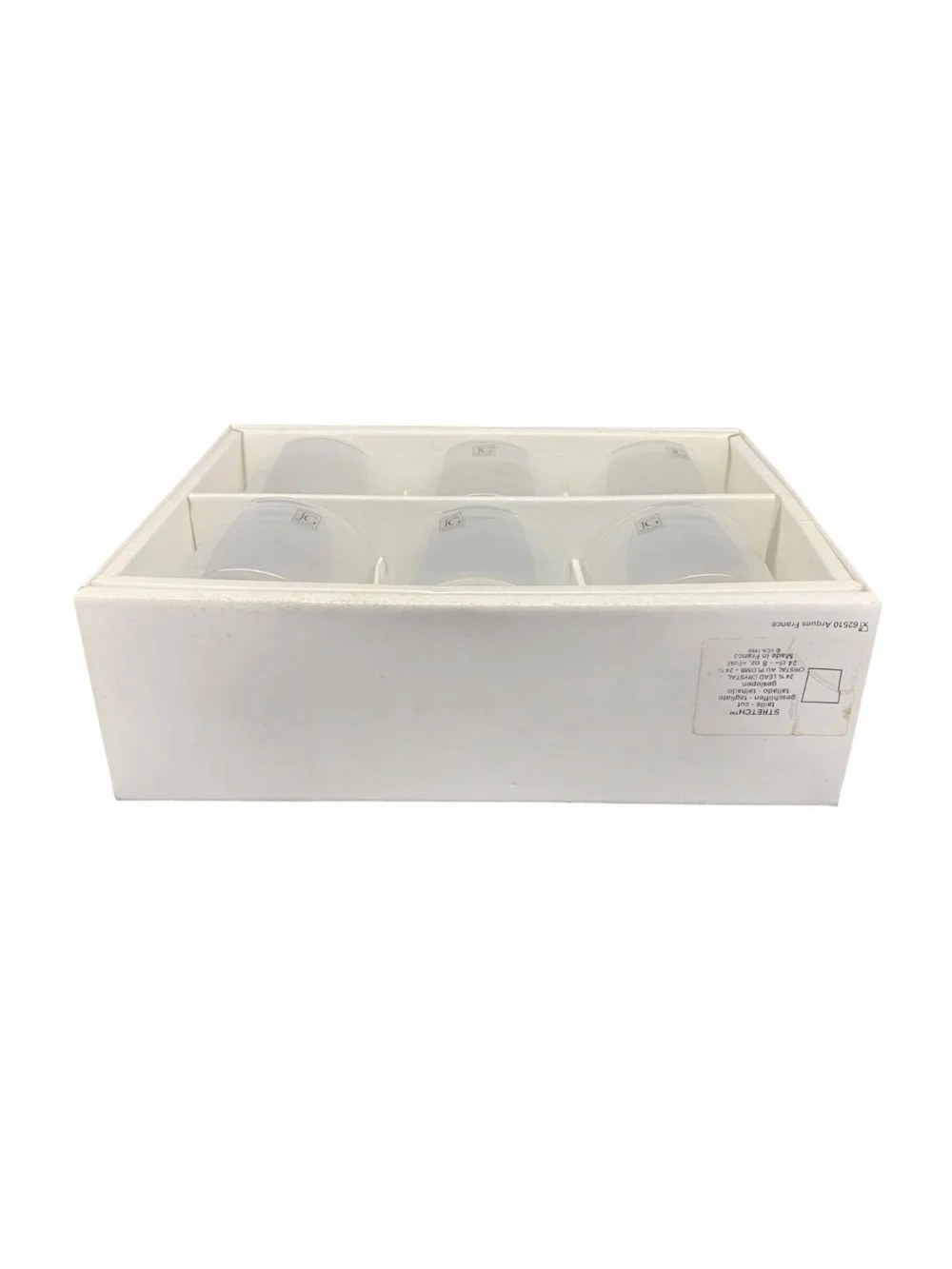 JLG Crystal Durand Set of 6 Clear Glass Tumblers with Subtle Etched Lines